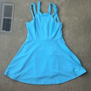 blue strap dress